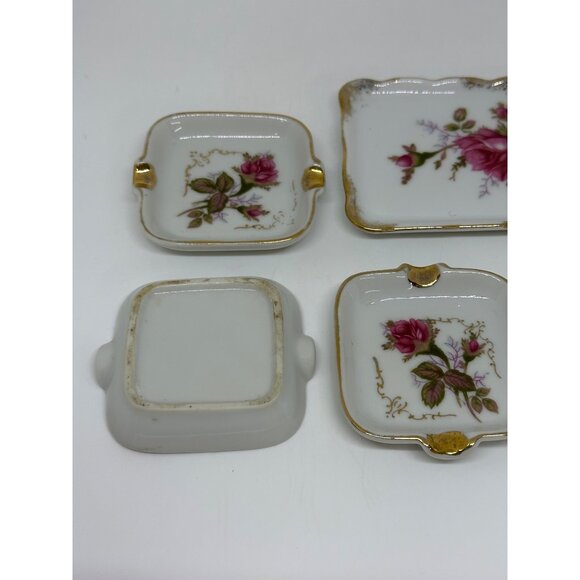 VTG Royal Sealy Japan Porcelain 5-Pc Dresser Set Hand Painted Roses Shabby Chic - Picture 5 of 9